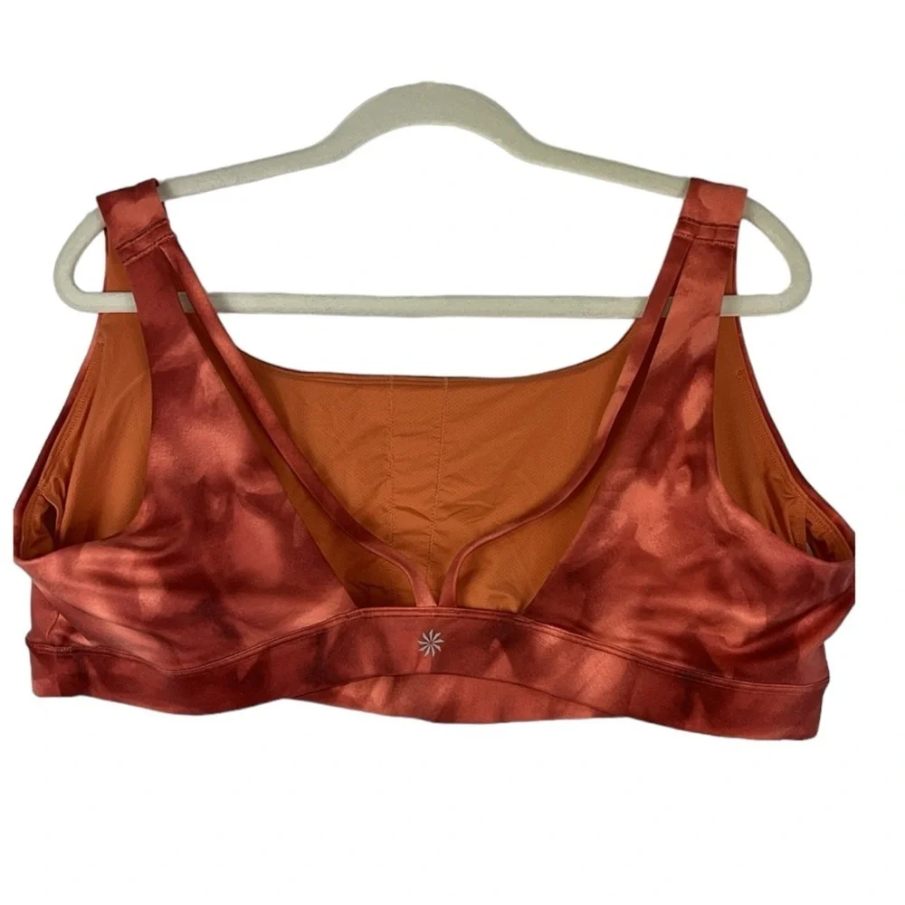 Athleta Women's Exhale Powervita Sports Bra Sz 2X Tye Dye Coral Color - Picture 3 of 11